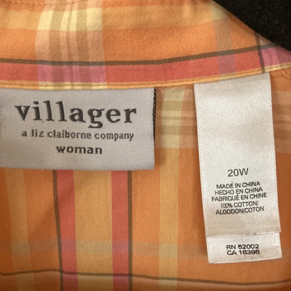 ❤️🔥5/20$ VILLAGER/Liz Claiborne💫Women's Peach/Pink Short Sleeve Button-Up Top - Picture 9 of 11